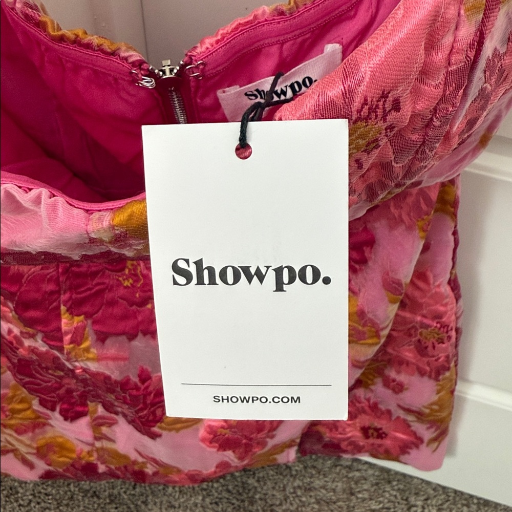 Showpo Pink and Gold Strapless Dress - Picture 2 of 4